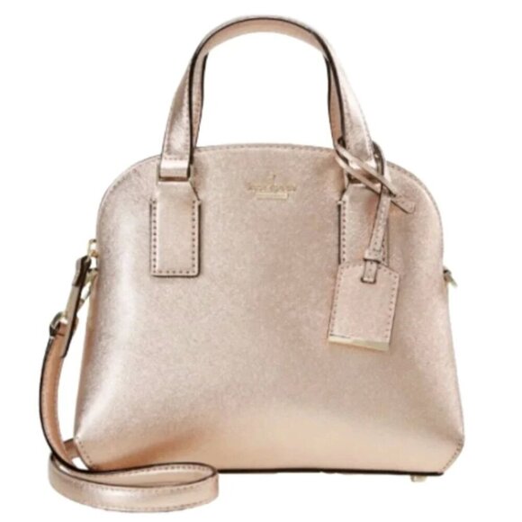 Kate Spade Small Lottie Rose Gold Crossbody Satchel Women Leather Bag Top Handle - Picture 9 of 9